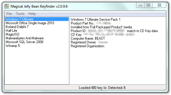 Product KeyFinder - 설치된 프로그램들의 CD key를 한번에 찾기 - 